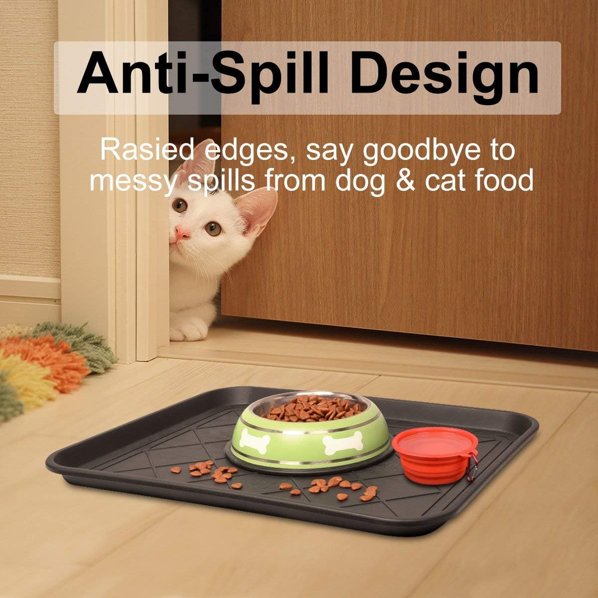 Multi-purpose boot tray mat, boot tray for entryway, pet bowl tray, dog bowl mat, waterproof trays for indoor and outdoor floor protection, 20"x 15"/2 pack - view 2
