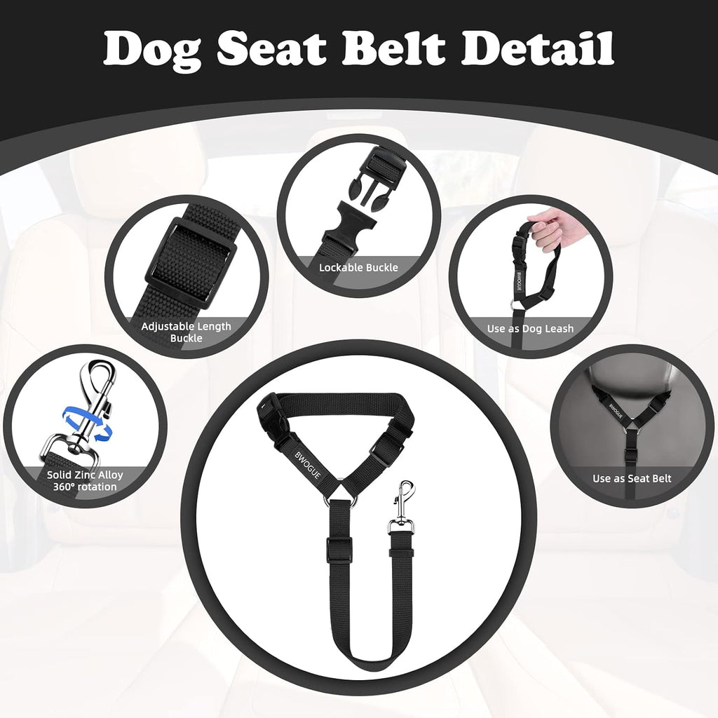 2 Pack Dog Seat Belt for Car, Headrest Restraint Safety Leads | Headrest Loop for Car Travel, 18-30 in Adjustable, 2-in-1 Seat Belt and Leash, 2 Pack for Dogs and Cats, Use with Dog Harness - view 3