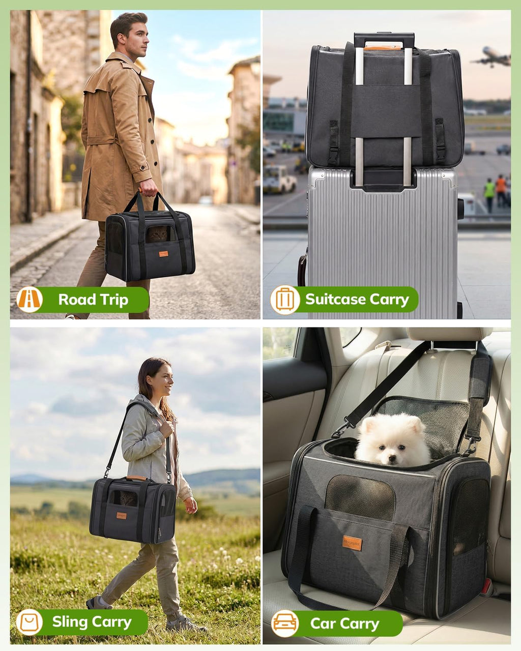 Cat Carrier - Cat Carrier Soft for Medium or Large Cats up to 20lbs, with Dual-Sided Cushion, Secure Buckle and Foldable Bowl, Dog Carriers for Small Dogs - Pet Carrier (Dark Gray) | with Dual-Sided Cushion, Secure Buckle and Foldable Bowl, Dog Carriers f - view 4
