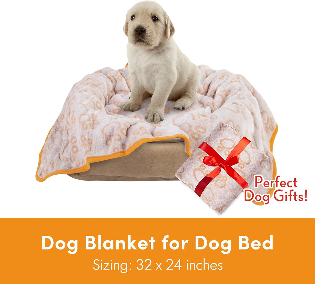 Small Beige Premium Soft Dog Blanket, with Flannel Beige Cute Paw Print, 24 * 32 inches, Cat Blanket Puppy Supplies Poodle‌ Dog Products Stuff Essentials - view 5
