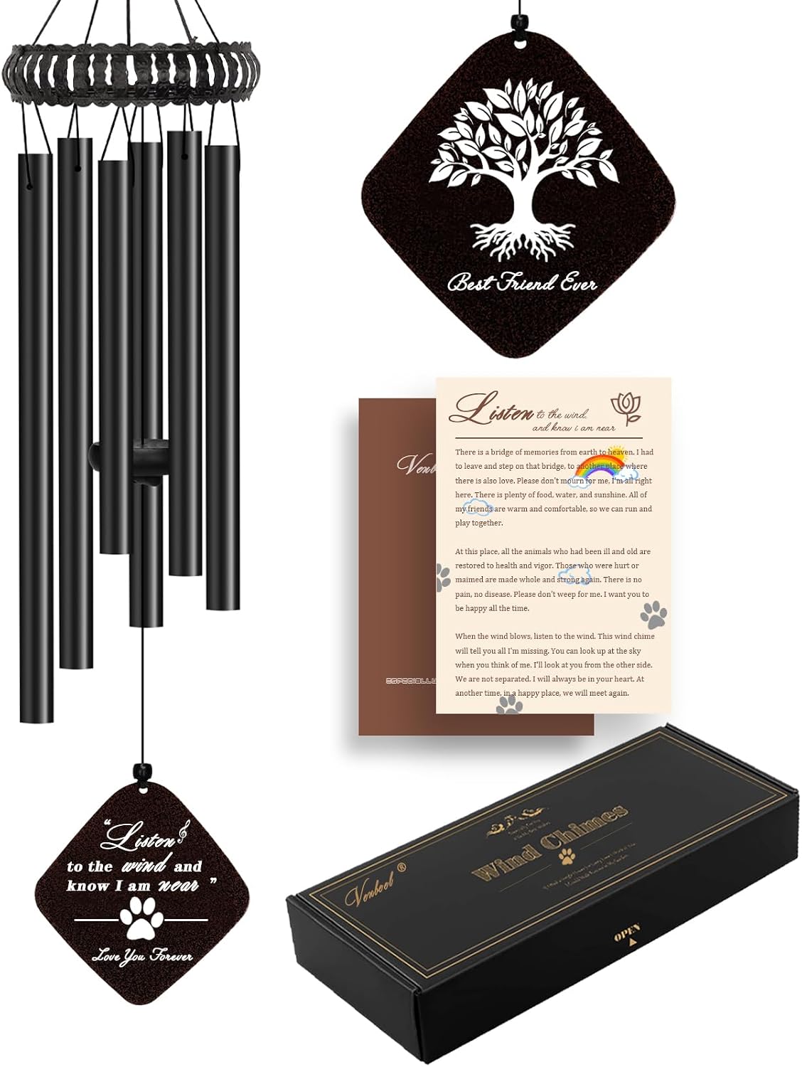 Pet Memorial Wind Chime, 28" Dog Memorial Gifts for Loss of Dog, Pet Loss Sympathy Bereavement Remembrance Gift - view 7