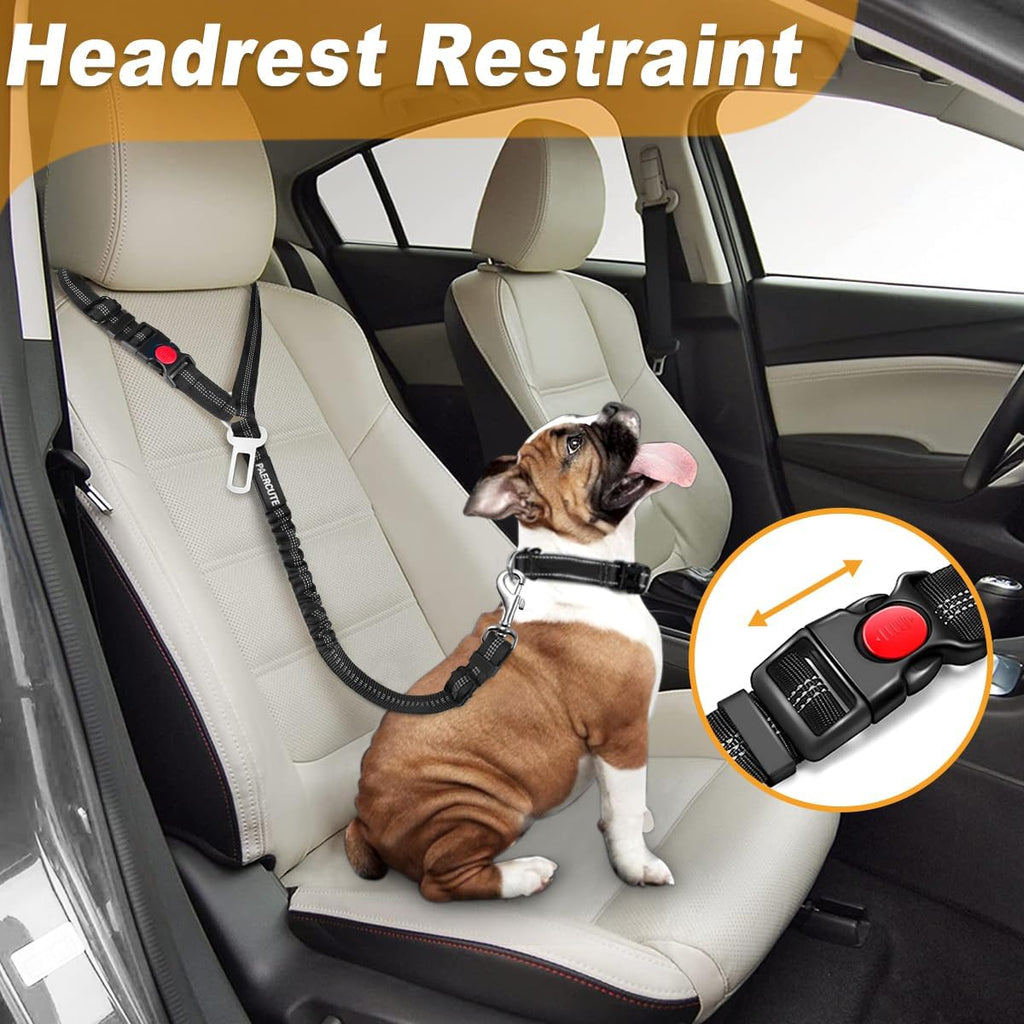 3 Piece Set Dog Seat Belt Retractable Dog Car Seatbelts Adjustable Pet Seat Belt for Vehicle Headrest Restraint Adjustable Heavy Duty & Elastic & Durable Car Harness for Dogs - view 2