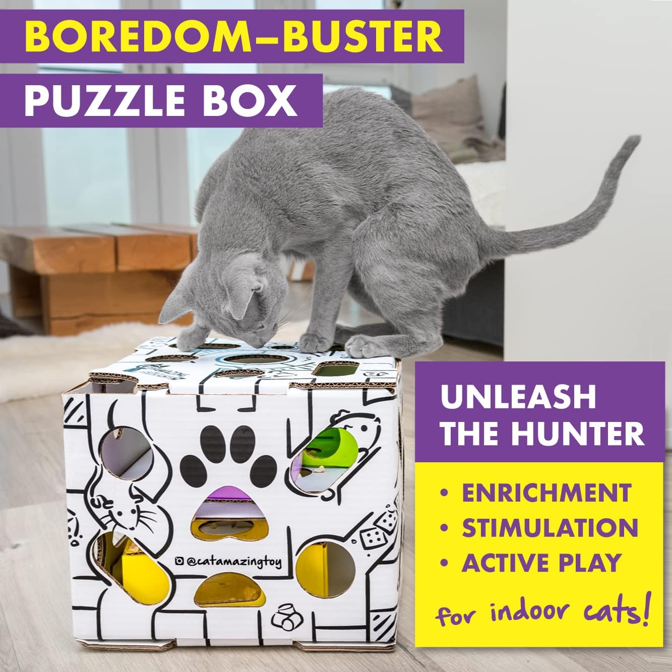 Sliders – puzzle toy for indoor cats – treat box interactive maze – enrichment feeder – best cat toy ever! - view 3