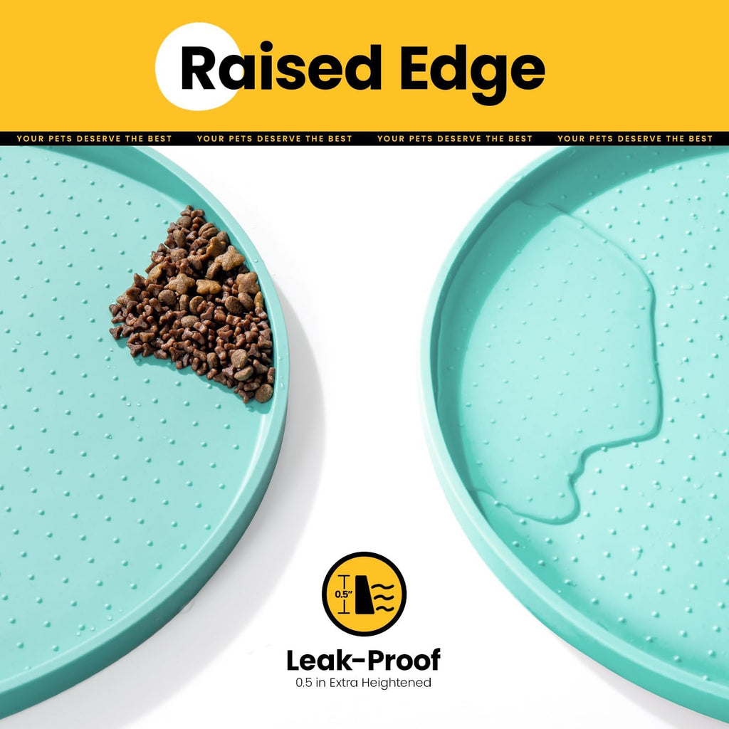 Silicone Dog Food Mat,1/2 Inch Raised Edges Waterproof Rubber Pet Feeding Mat for Dog and Cat, Anti-Slip Pet Bowl Mat,Dishwasher Safe - view 2