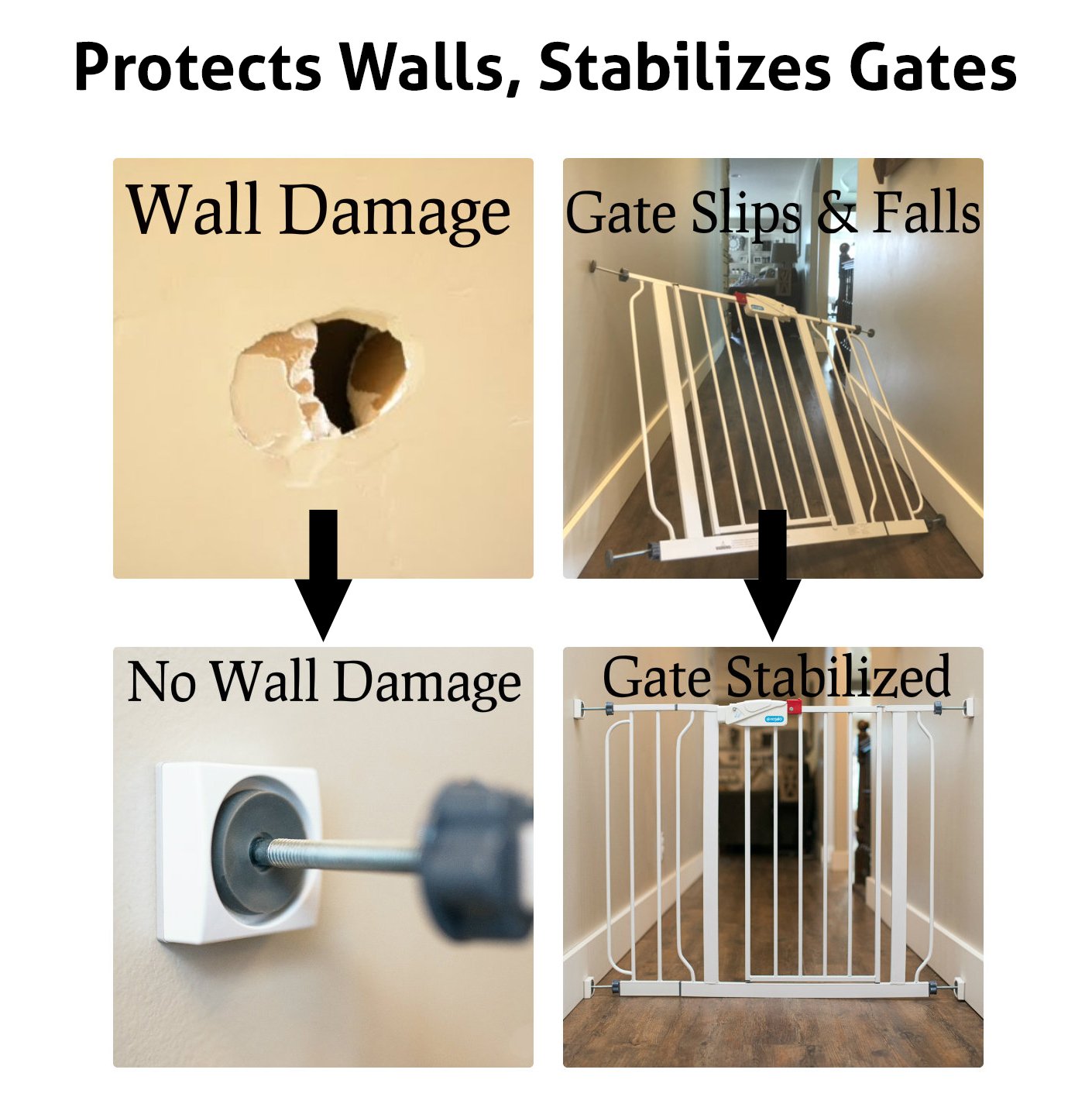 Mini - Smallest Baby Gate Wall Protector (Made in USA) Protect Walls & Doorways from Pet Gates & Dog Gate Spindles - Child Pressure Mounted Baby Gate for Stairs Wall Cup (White) 4 Pack - view 2