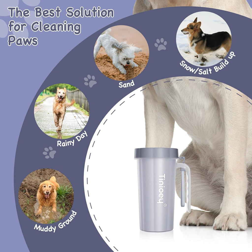 Paw cleaner with handle for large dogs - effectively cleans muddy paws and feet for dogs & pets (gray) | large dog paw cleaner removes mud, dirt and debris. Easy twist cleaning with handle, durable plastic design for pet supplies - view 2