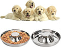 2 Pack Stainless Steel Puppy Bowls, Pet Slow Feeder Bowls, Non-Skid Dog Food and Water Bowl, Feeding Weaning for Small Medium Large Dogs, Cat, Pets, Multiple Puppies