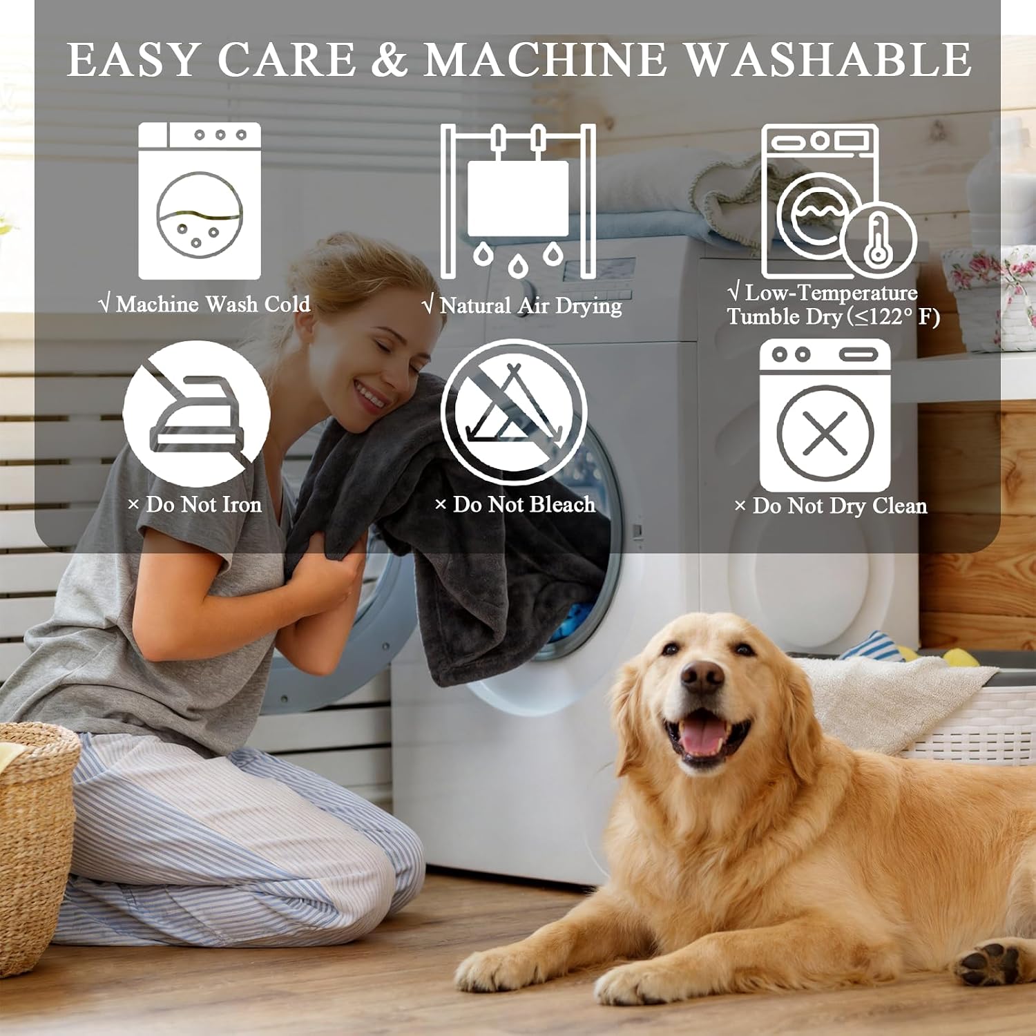 Waterproof Dog Blanket for Bed: King Size Water Proof Blanket, Gray | 100% Waterproof, Soft Double-Sided Flannel, King Size 108" x 90", Pet & Bed Protection, Machine Washable - view 6