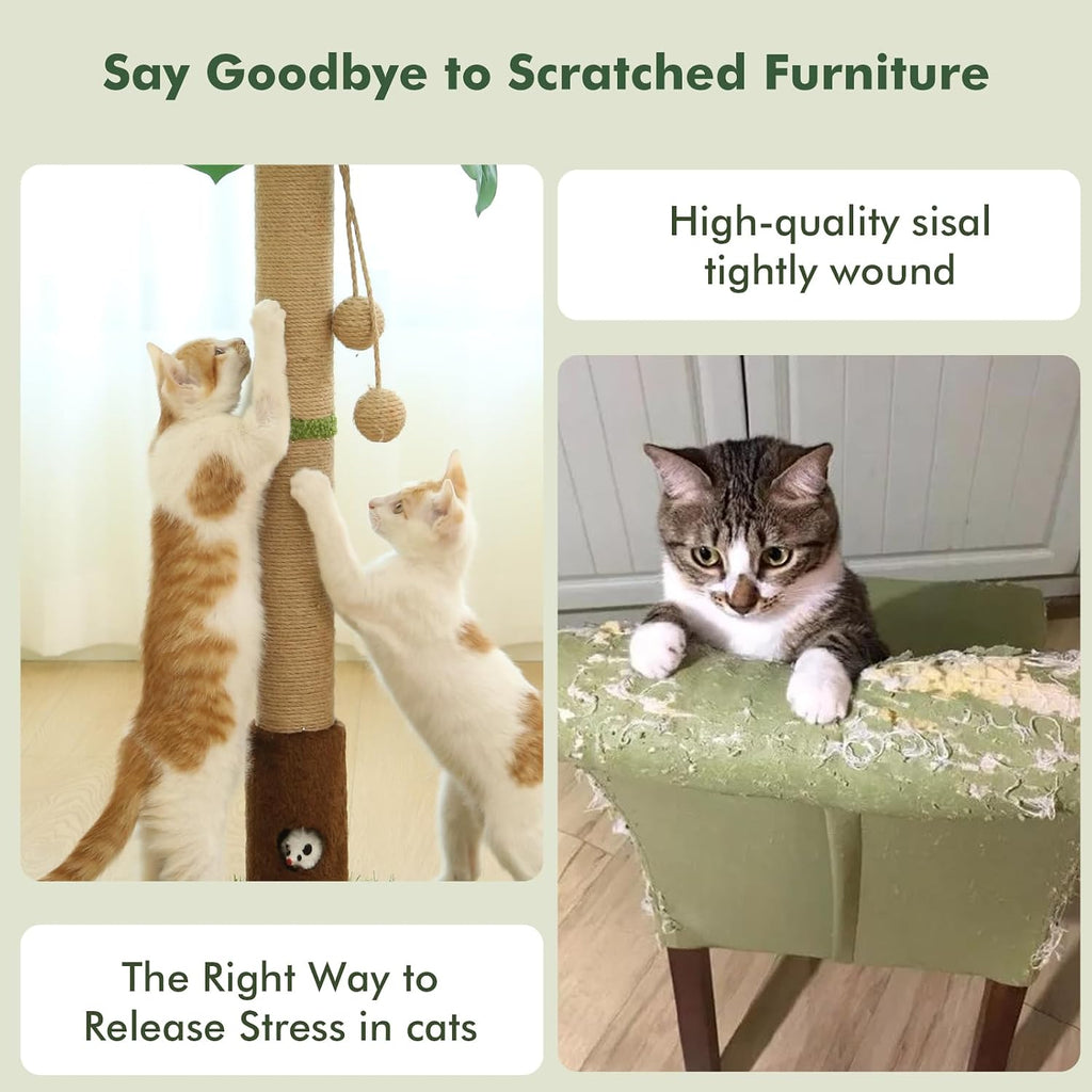 Tall Cat Scratching Post,Cat Toys,Cat Scratcher Tree for Large Cat | Heavy Duty,Protect Sofa,Modern Boho,Cat Ball Track,Cat Tree,For Indoor Cats - view 7