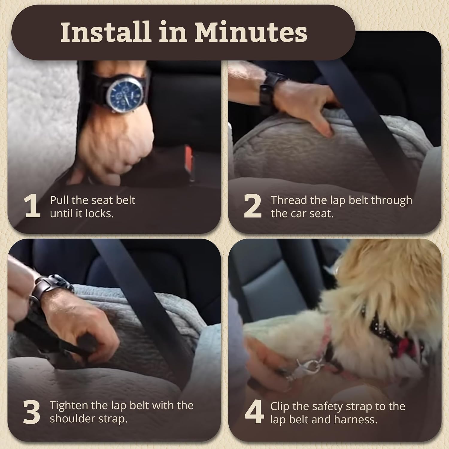 Lookout I Car Seat - Dog Car Seats for Small Dogs, Puppy Booster Bed for Small & Medium Sized Pets Up to 25 Lbs, Elevated, Washable - Medium, Black Quilted | Dog booster car seat, Elevated view helps alleviate travel sickness & fear, Removable washable co - view 6