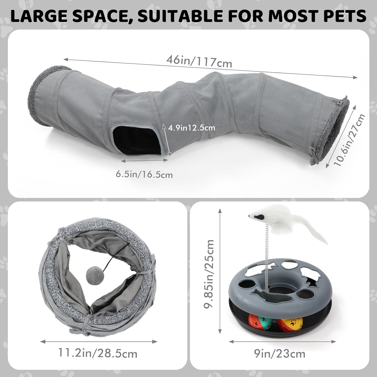 Cat Tunnels for Indoor Cats, 6-in-1 Collapsible Crinkle Play Tunnel | Interactive Roller Track Ball, Cat Enrichment Toy for Kittens Rabbits, Exercise Hide & Seek Tube for Indoor Outdoor Play - view 2