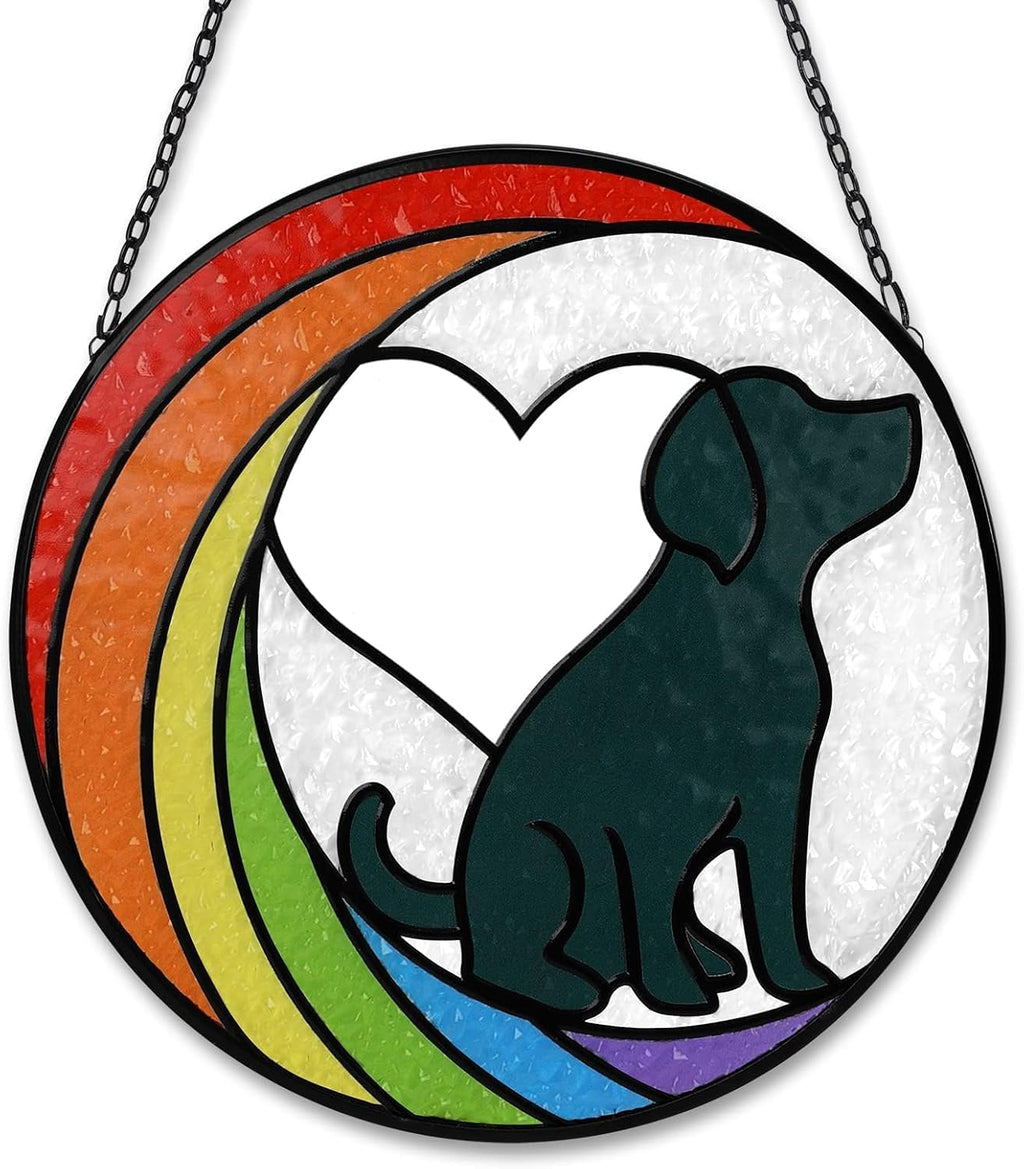 Dog Memorial Gifts for Loss of Dog Stained Glass Window Hanging Rainbow Bridge Sun Catcher Sympathy Gift for Dog Lovers Pet Loss Present Double Side Glass Panel Decor - view 6