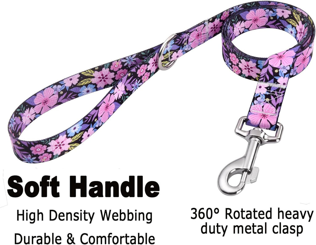 Dog Collar and Leash Set, for Small Dogs, Pink Floral Set,S | with Floral Patterns, Adjustable for Small Medium Large Dogs, Comfortable for Walks and Outdoor Hikes - view 4
