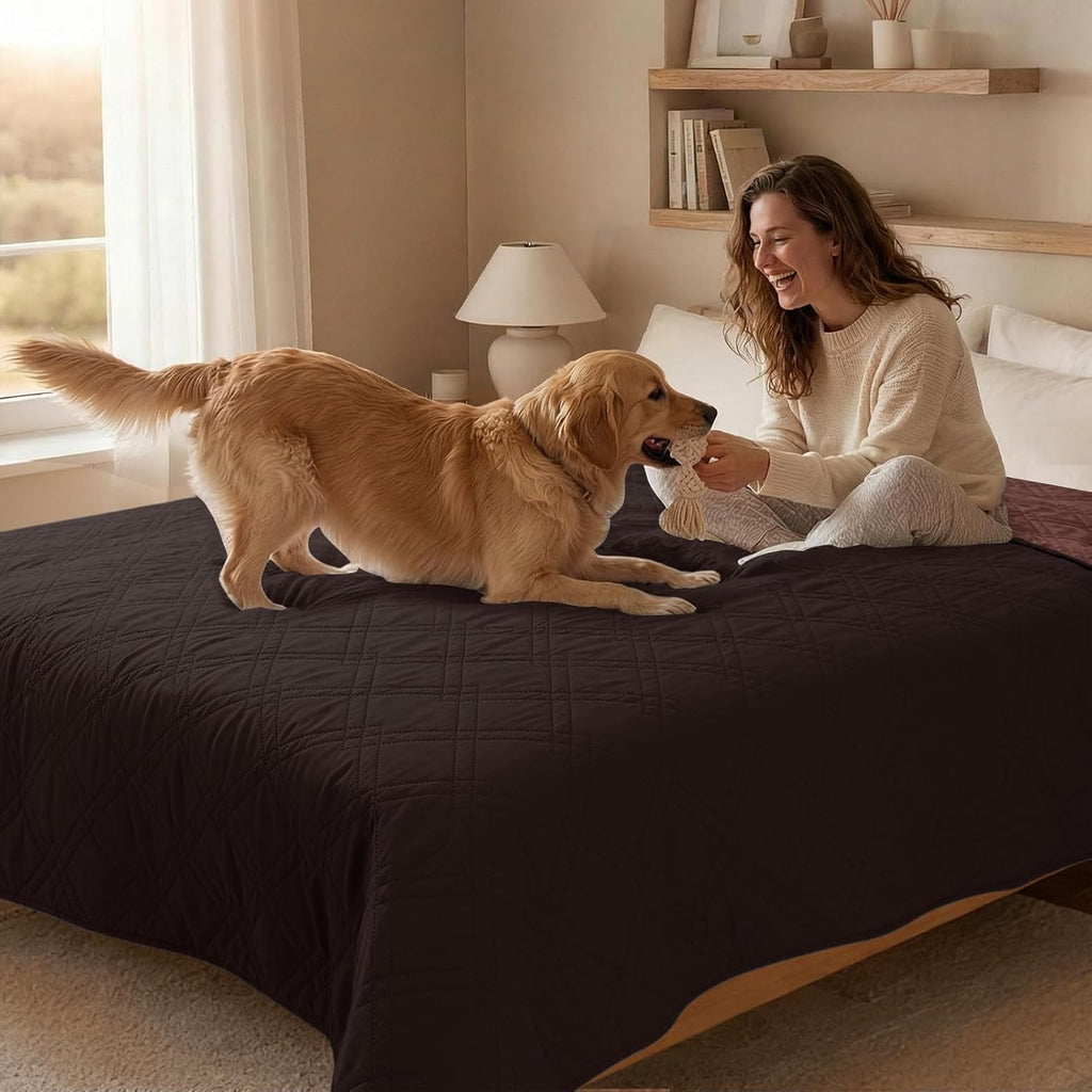 100% waterproof dog bed cover pet blanket, chocolate+coffee 30"x30", 7-layer reversible couch covers for dogs for sofa furniture car camping - view 8