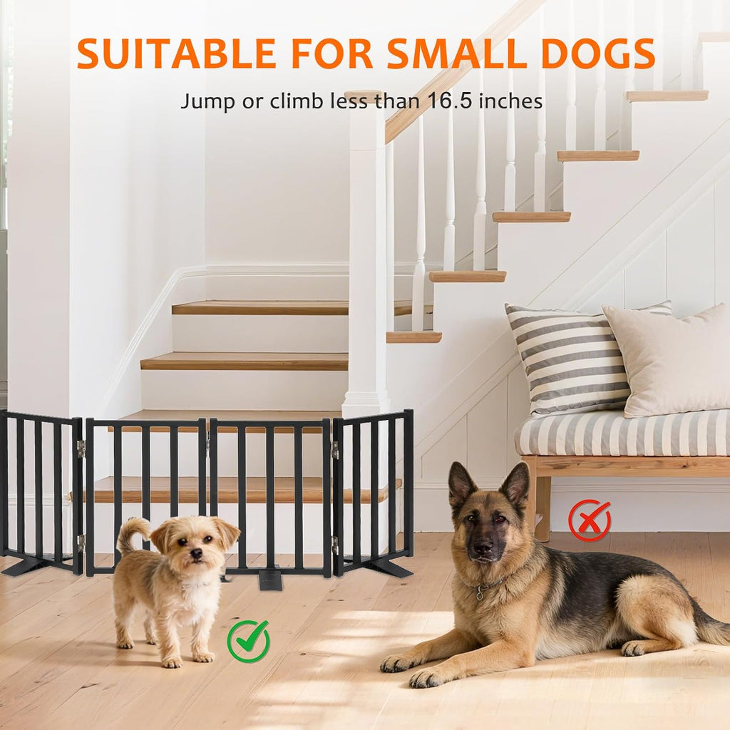 Freestanding Short Dog Gate, 16.5" Tall, 3-Panel, Black | Up to 36 in wide, foldable, easy step-over, stable feet, for small dogs, doorways, stairs and kitchens - view 5