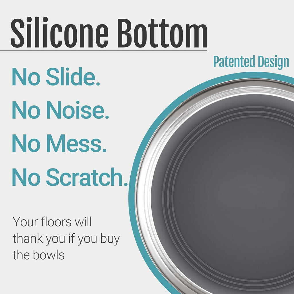 Nonslip stainless steel dog bowls, 3.8 US cup, 2 count | no slide silicone bottom, dishwasher safe, easy to clean, stackable design - view 3