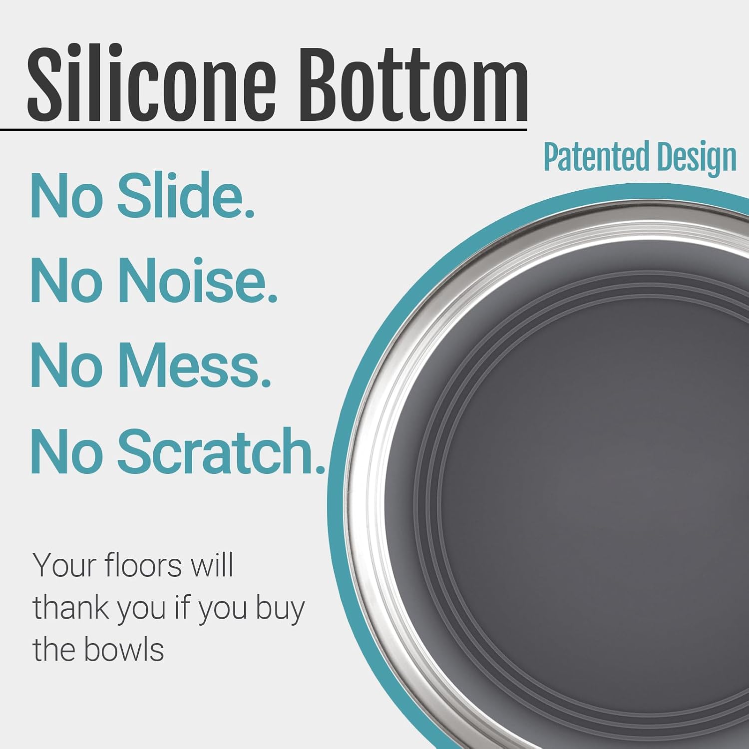 Nonslip stainless steel dog bowls, 3.8 US cup, 2 count | no slide silicone bottom, dishwasher safe, easy to clean, stackable design - view 3