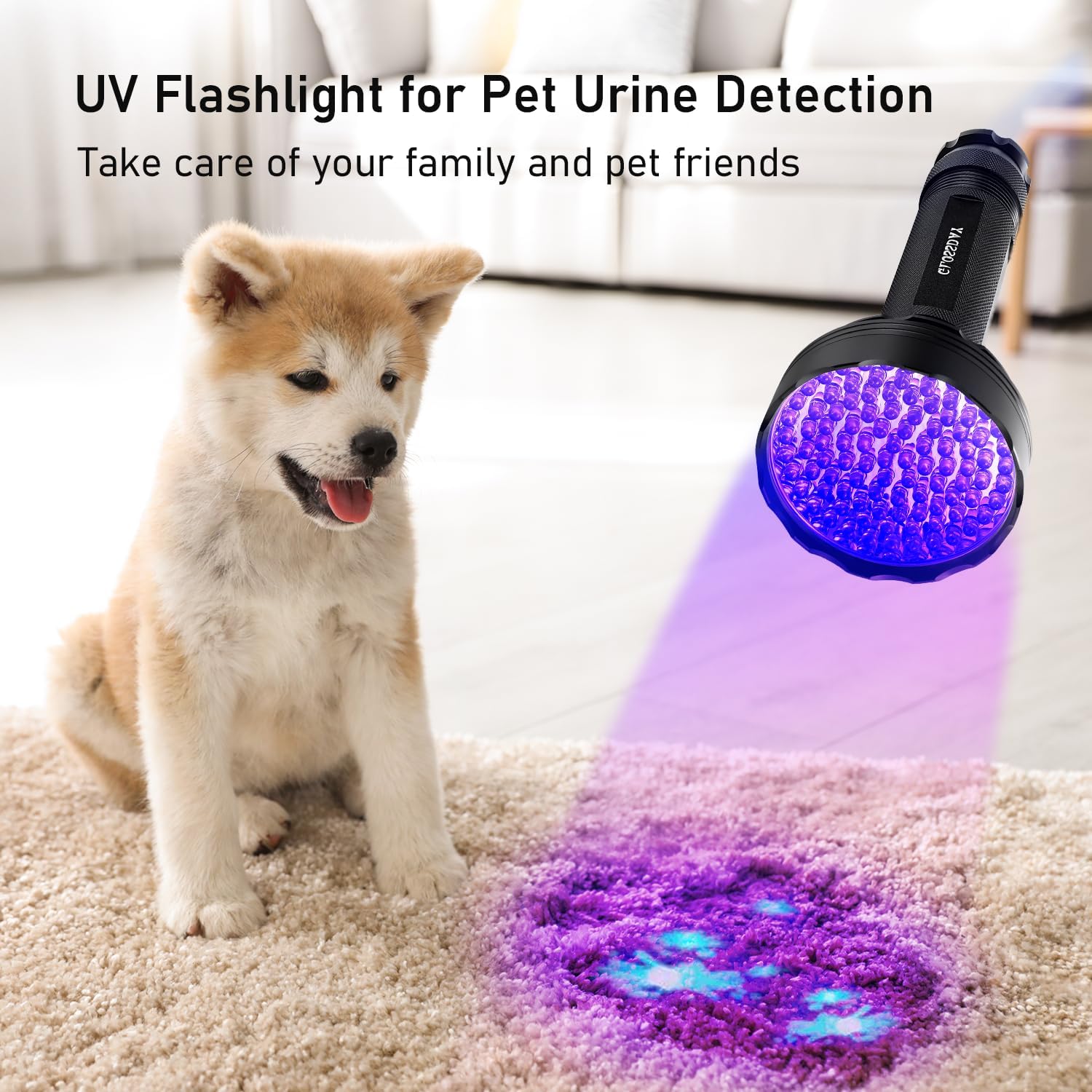 UV flashlight black light, 100 LED black light flashlight for dog/cat pet detector, scorpions finder - view 3