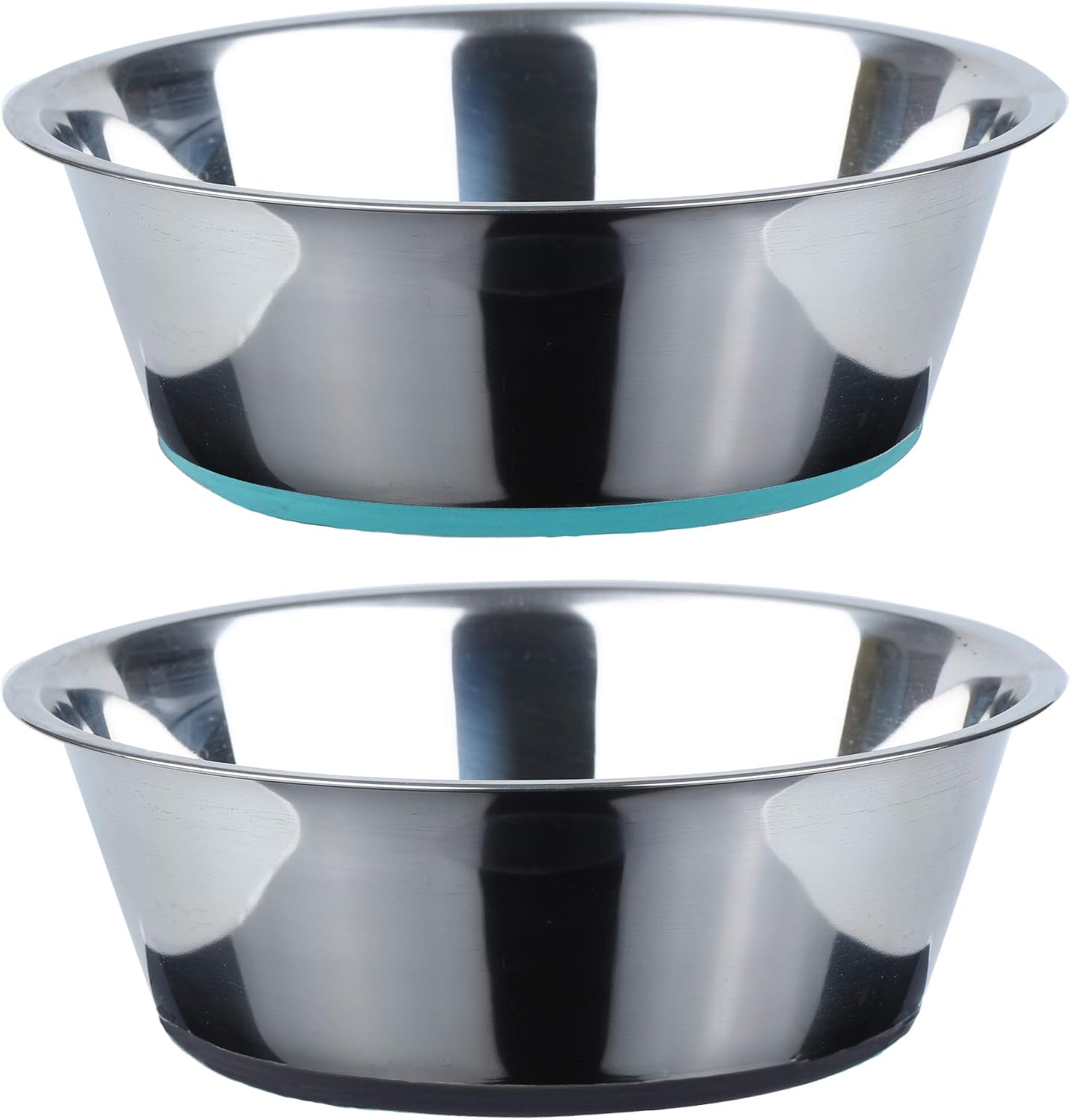 Deep stainless steel anti-slip dog bowls - 2-pack, 3 cups