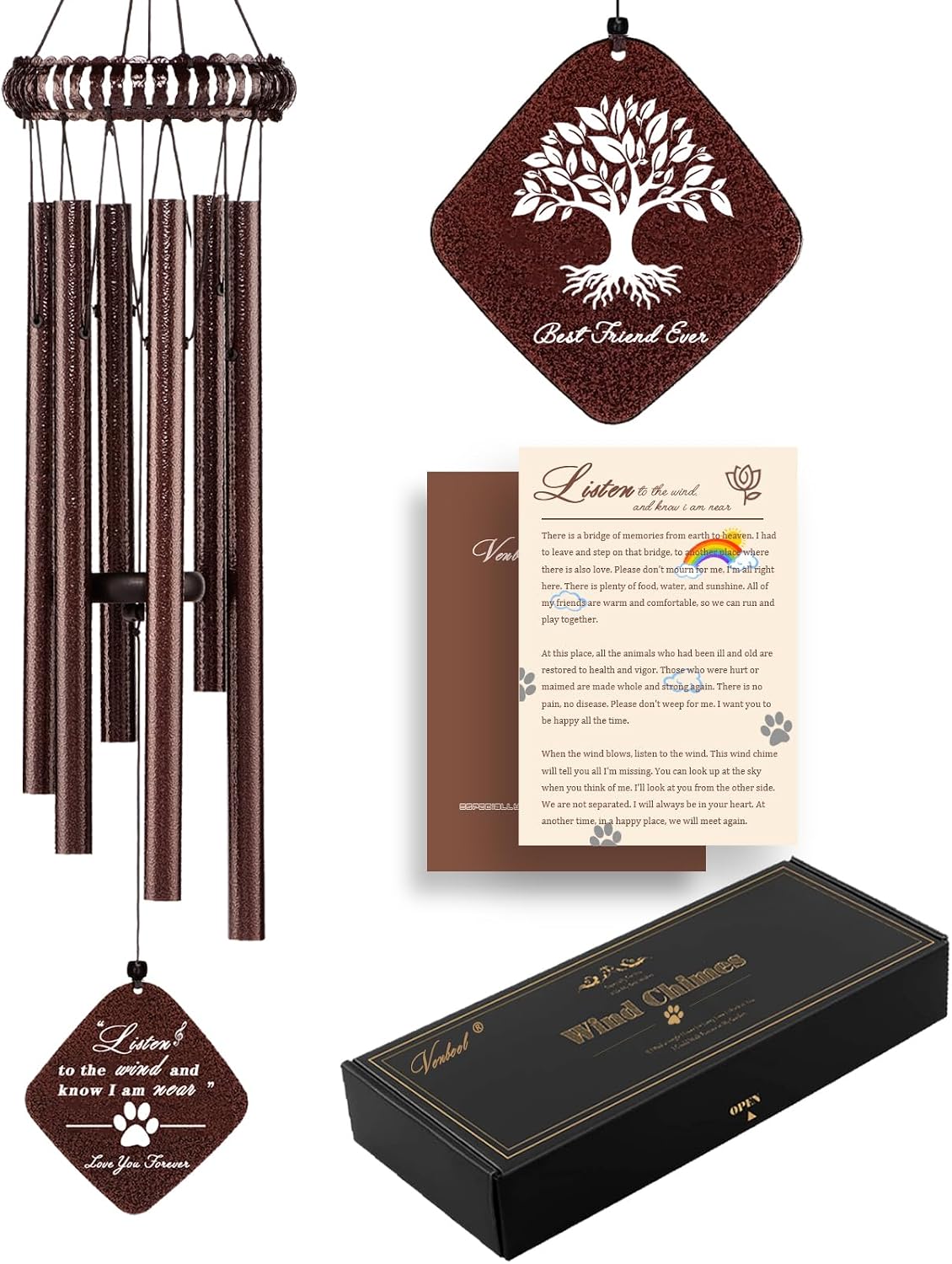 Pet Memorial Wind Chime, 28" Dog Memorial Gifts for Loss of Dog, Pet Loss Sympathy Bereavement Remembrance Gift - view 8