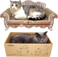 Royal Cat Scratcher Sofa & Box, Durable Cardboard Furniture Guard | Luxury 2PCS Set, 23" Unique Couch & 17.3" Cute Box with Scratch Corrugated Pad, Modern Large Lounger for Indoor Cats