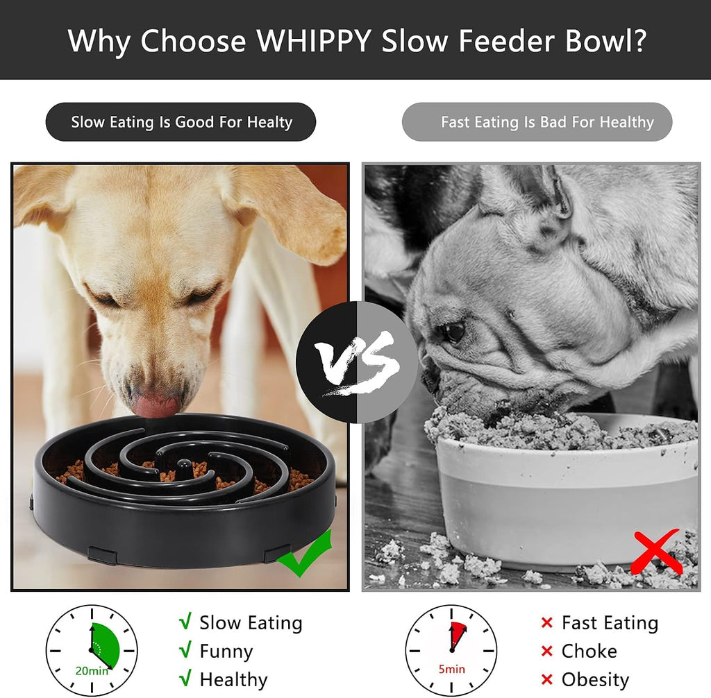 Slow feeder dog bowls for large medium dog non slip maze puzzle bowl pet slower food feeding dishes interactive bloat stop preventing choking healthy dog bowl, black - view 6