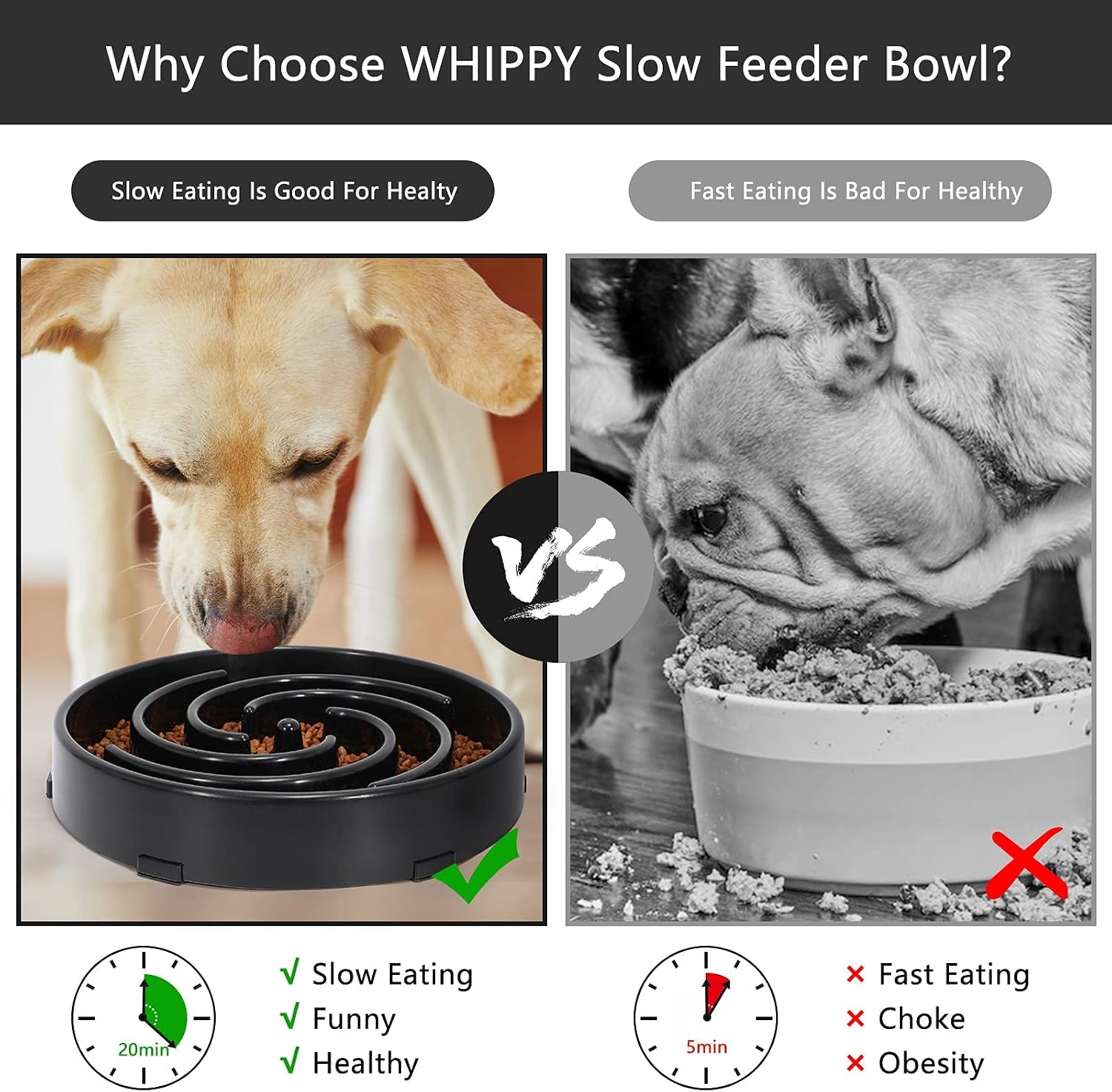 Slow feeder dog bowls for large medium dog non slip maze puzzle bowl pet slower food feeding dishes interactive bloat stop preventing choking healthy dog bowl, black - view 6
