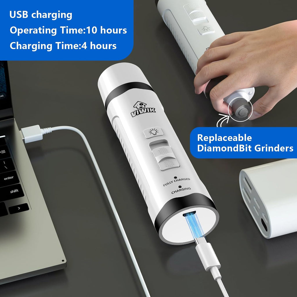 Dog Nail Trimmers with Light, Cat Dog Nail Clippers, Dog Nail Grinder Quiet for Large Medium Small Dogs Paw & Cats Claw, Electric 2-Speed Pet Toenail Grooming Supplies, Gifts for Dog Lovers. - view 5