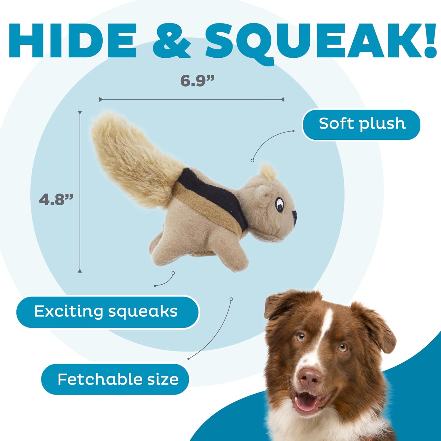Squeakin’ Squirrels – 3‑Pack Plush Squeaky Dog Toys for Puppies, Small Dogs & Hide-A-Squirrel Replacements - view 3