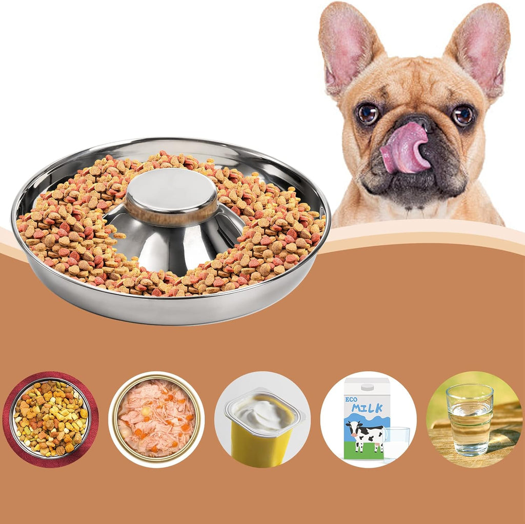 2 Pack Stainless Steel Puppy Bowls, Pet Slow Feeder Bowls, Non-Skid Dog Food and Water Bowl, Feeding Weaning for Small Medium Large Dogs, Cat, Pets, Multiple Puppies - view 5
