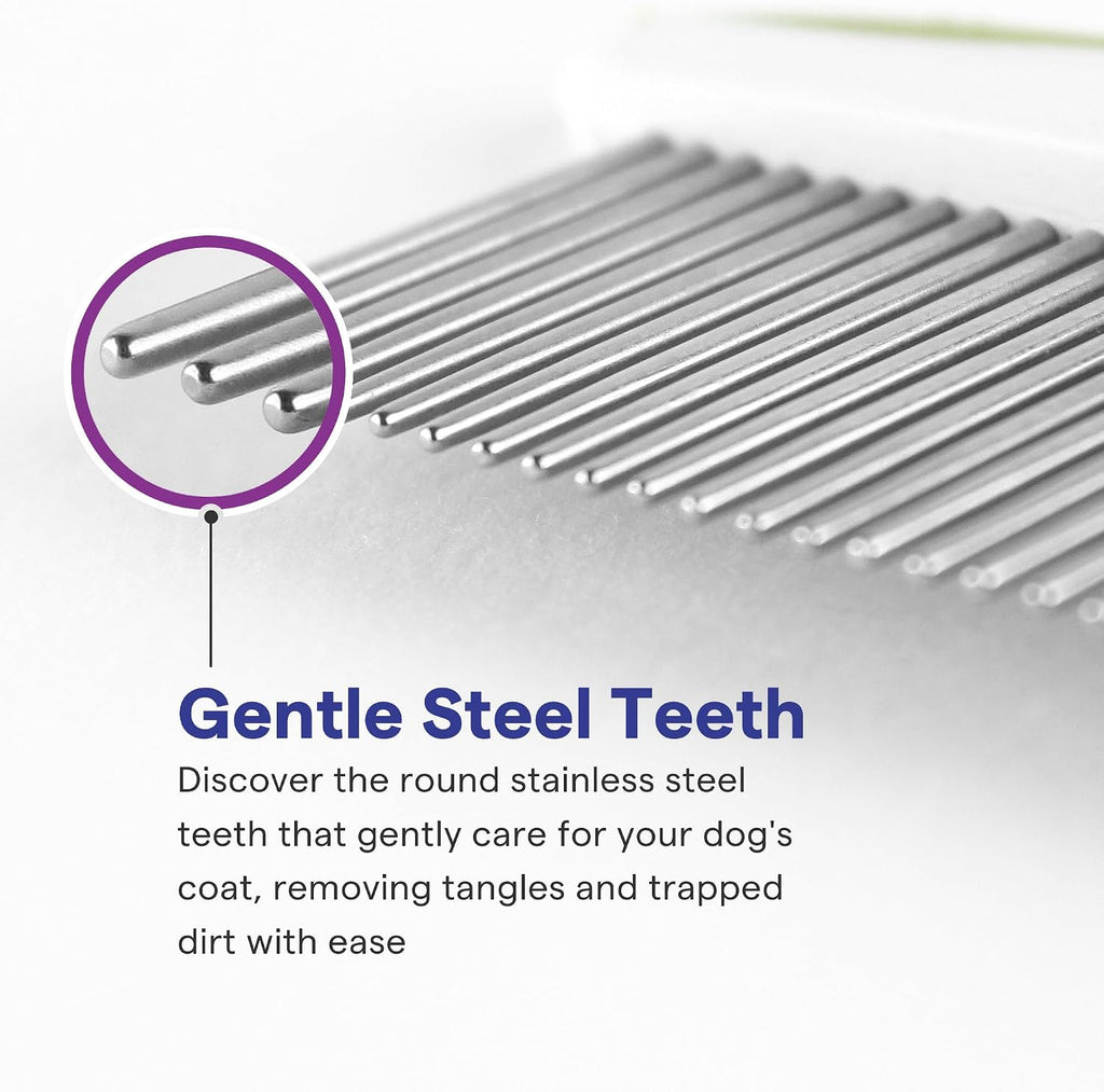 Dog & Cat Comb – Removes Tangles, Knots, and Matted Fur – Grooming Tool with Stainless Steel Teeth and Non-Slip Handle – Best Pet Hair Comb for Home Grooming Kit – Includes eBook Guide - view 3
