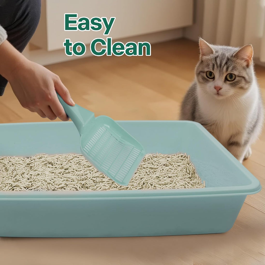 Small Cat Litter Box,14.3 x 10.6 x 2.5 Kitten Litter Box Starter Kit,Low Entry Baby Kitten Training Litter Box with Scoop,Bowls,Cat Mouse Toy and Ball Toy,First Catty Owner Essentials (Green) - view 5