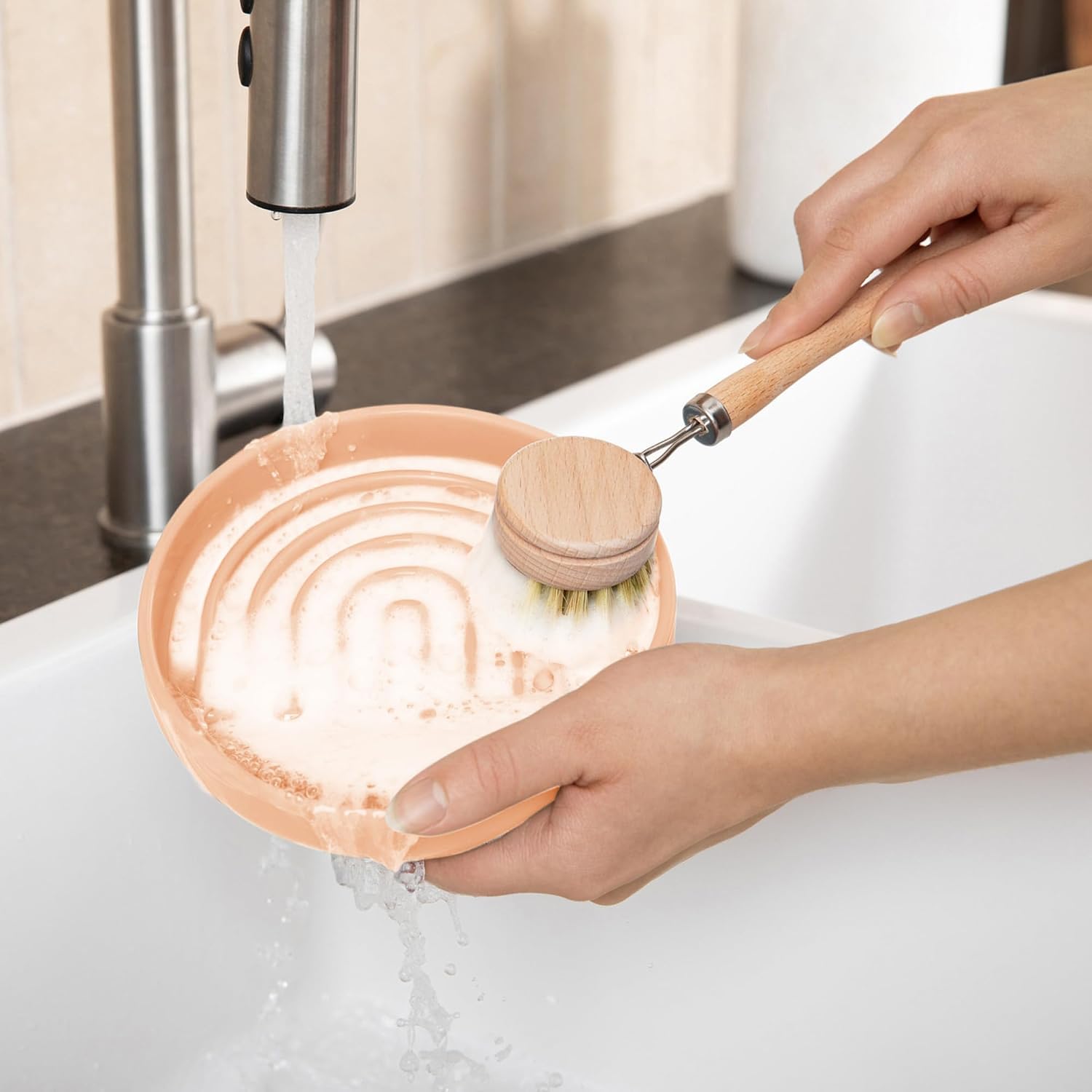 Slow feeder dog bowls - small size silicone slow eating dog bowl for puppies & dogs with suction cup - dishwasher-safe, lick mat design, reduces gulping, for all breeds, 6"x1.25" - blush - view 6