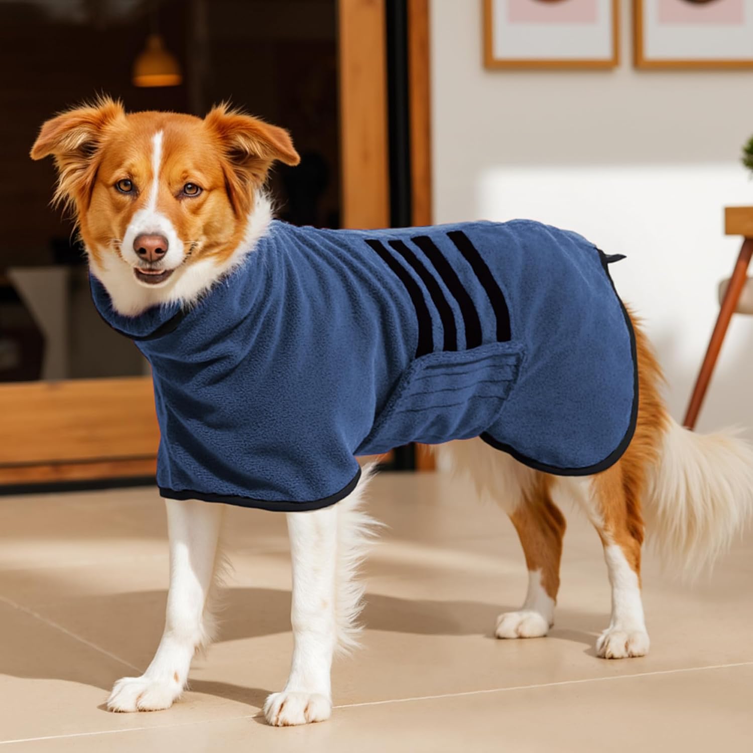 Microfiber dog bathrobe, super absorbent dog drying coat | fast drying towel wrap, adjustable bath robe for small, medium & large dogs