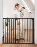36" Extra Tall Baby Gate for Stairs, Fits 29.5" to 48.8" Openings | Auto Close Extra Wide Dog Gate for House, Pressure Mounted Easy Walk Through Pet Gate with Door, Black