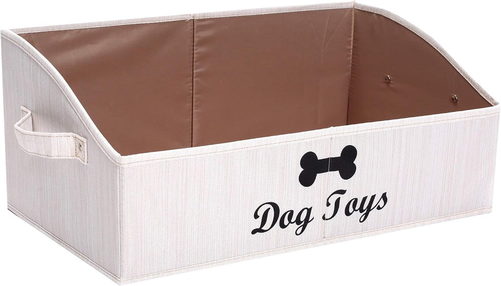 Linen-cotton blend dog toy basket and dog toy box, dog toy basket storage - Perfect for organizing pet toys, blankets, leashes, chew toys - Bone Paw - view 5