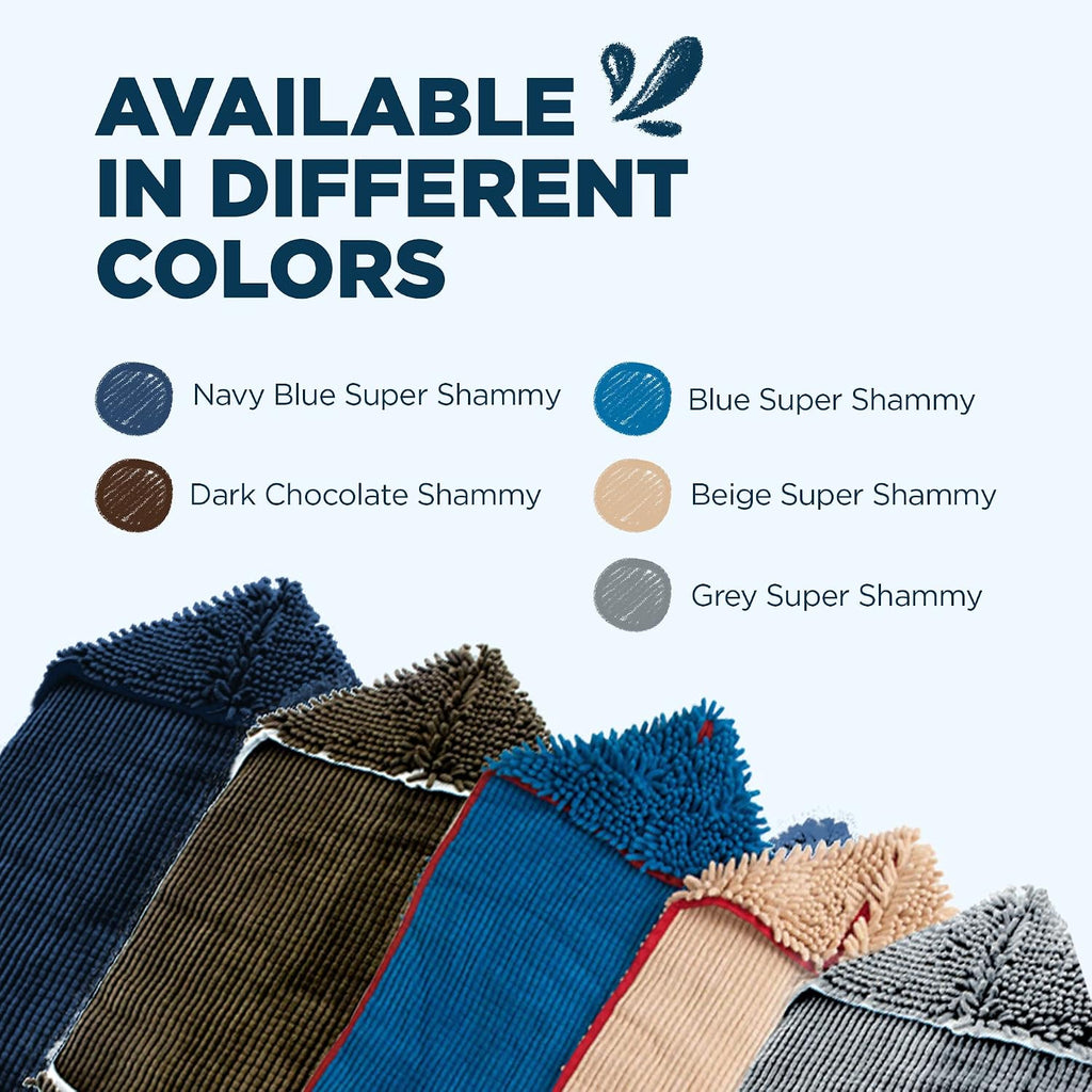 Super shammy dog towel - microfiber chenille towel for drying dogs and cleaning paws - fast drying with hand pockets for ease (blue/red trim, 31" x 14") | hand-pocket design; noodle-texture chenille; gentle on paws & skin; for bath time, beach - view 7