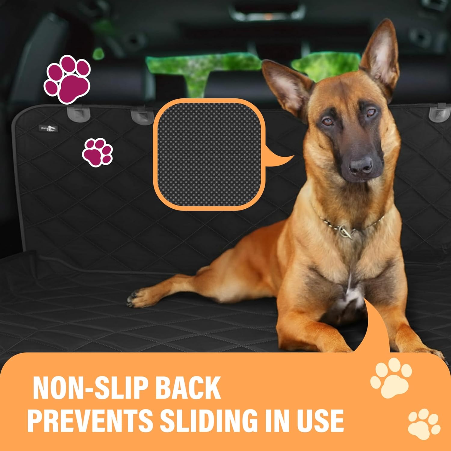 Cargo liner for dogs, durable non slip vehicle seat cover, protects against dirt & fur, pet cargo liner for SUV & trucks, large size trunk cover for dogs universal fit - black - view 4