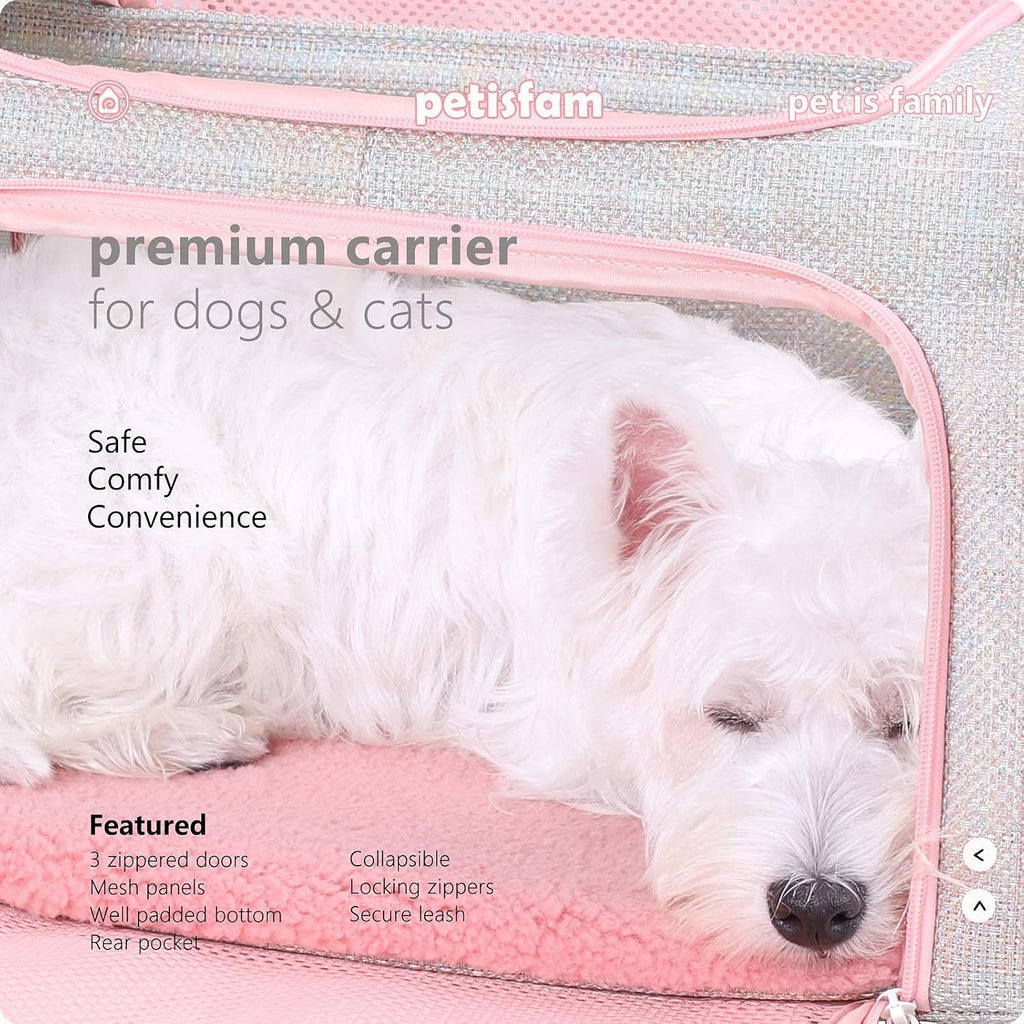 Soft cute travel pet carrier bag for medium cats, kitty and puppy, fantasy pink, M - view 5
