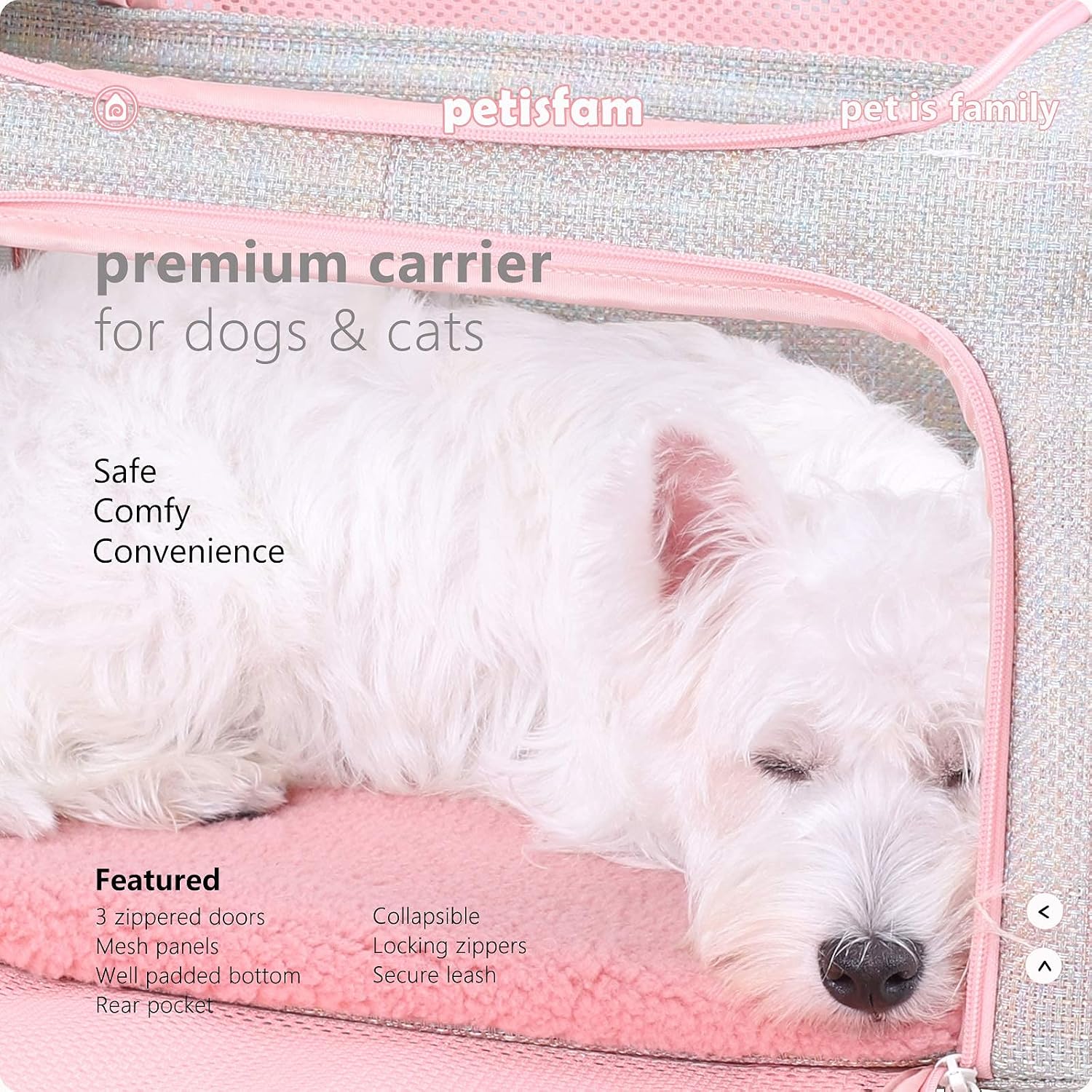 Soft cute travel pet carrier bag for medium cats, kitty and puppy, fantasy pink, M - view 5