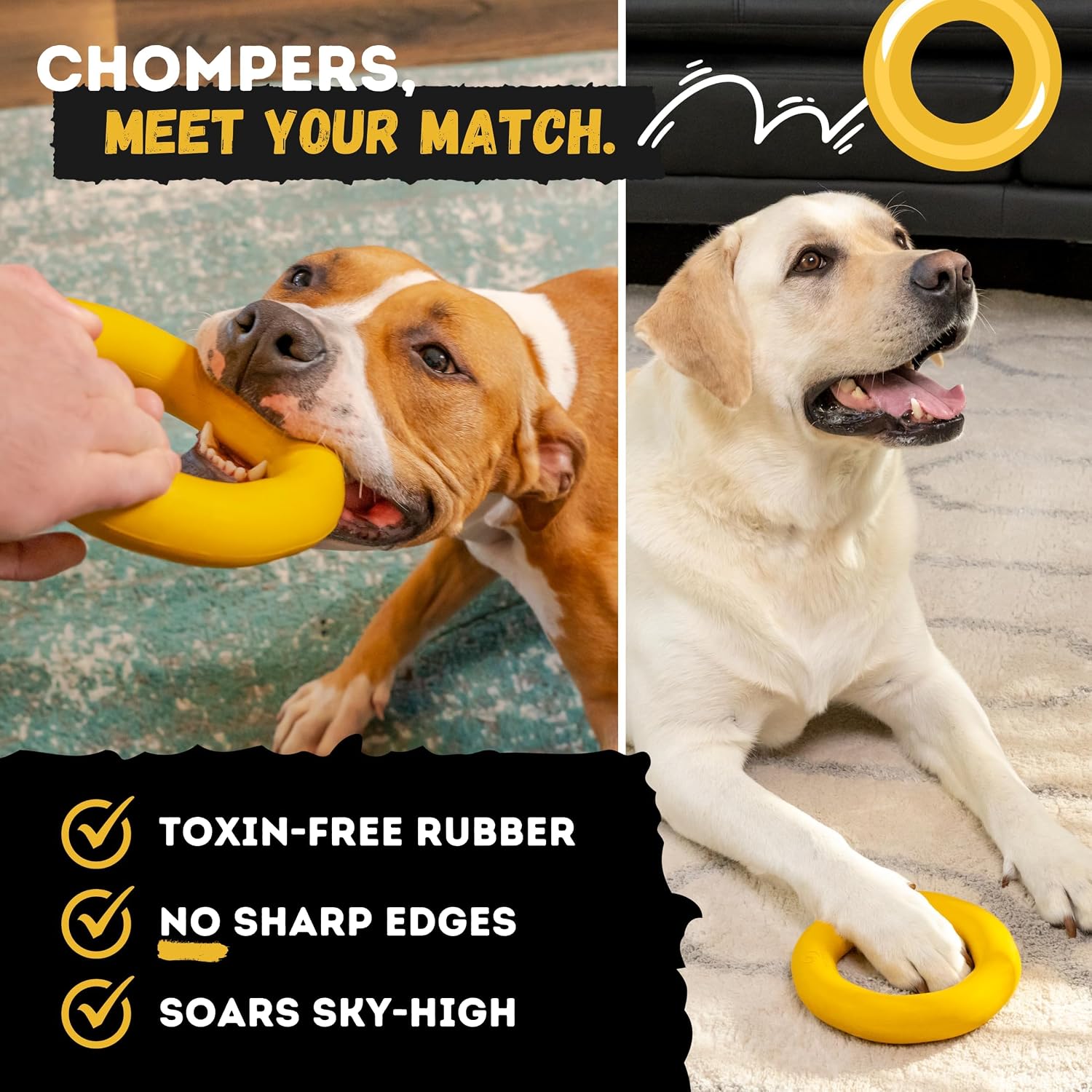 Indestructible Dog Chew Toy - Lifetime Replacement - Durable Toy for Aggressive Chewers - Safe Non-Toxic Natural Rubber - Chew, Tug & Fetch - Tough, Heavy Duty - Med/Large Breed, 6.5”x1.25” - view 4