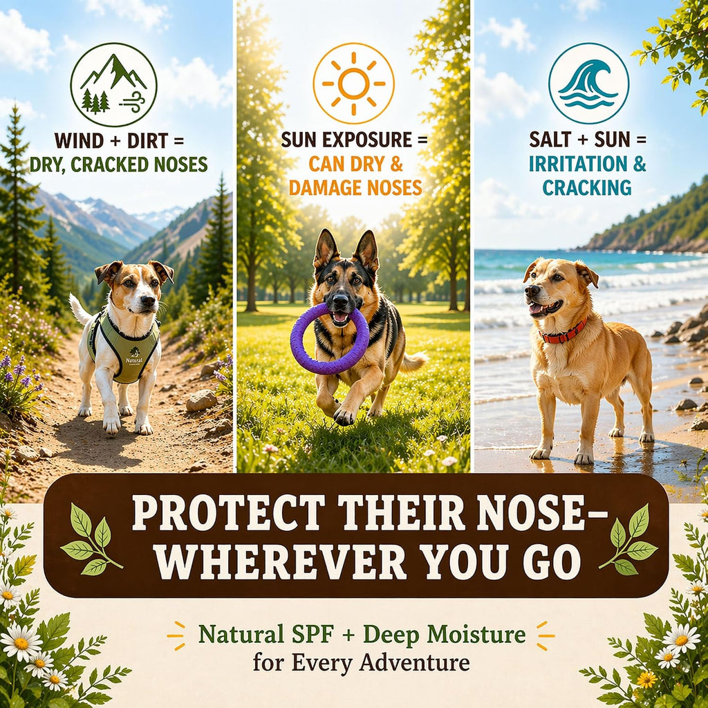 Snout Soother Dog Nose Balm – Moisturizer for Dry Crusty Noses, Summer Care for Outdoor Dogs, Hot Weather, Beach Days & Walks with Coconut Oil & Shea Butter, 2 oz Tin - view 5