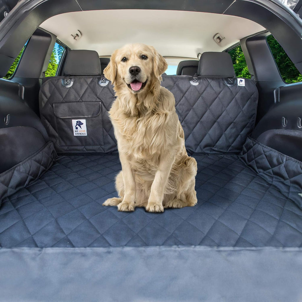 SUV cargo liner for dogs, dog car seat cover for back seat, nonslip trunk mat, waterproof car seat protector for dogs, durable cargo cover with bumper flap, dog accessories, easy to install & clean - view 6