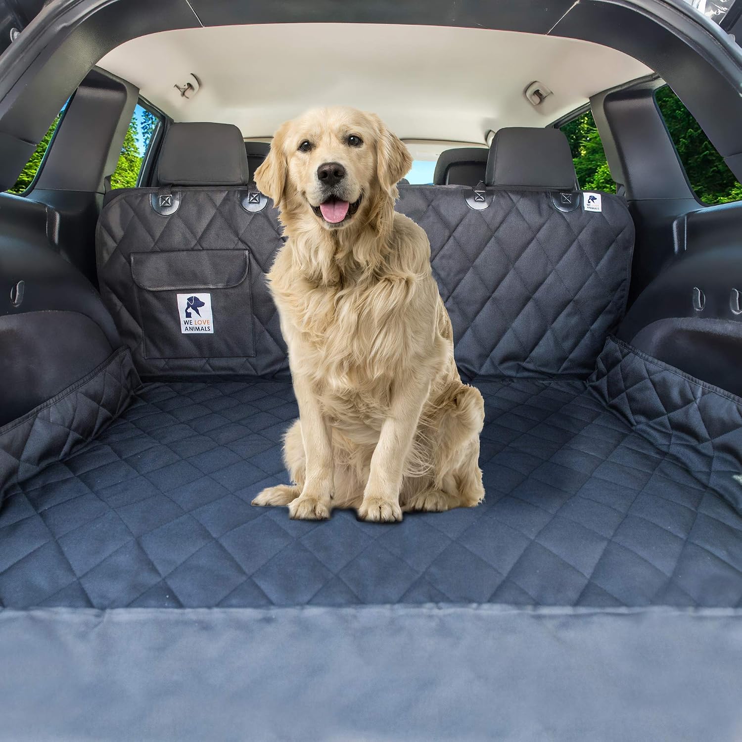 SUV cargo liner for dogs, dog car seat cover for back seat, nonslip trunk mat, waterproof car seat protector for dogs, durable cargo cover with bumper flap, dog accessories, easy to install & clean - view 6
