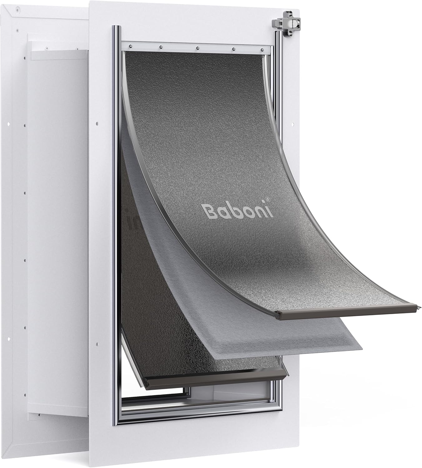 Pet Door for Wall,3-Flap,Steel Frame and Telescoping Tunnel, Aluminum Lock, Double Flap Dog Door and Cat Door, Strong and Durable (Pets Up to 100 Lb) -Large