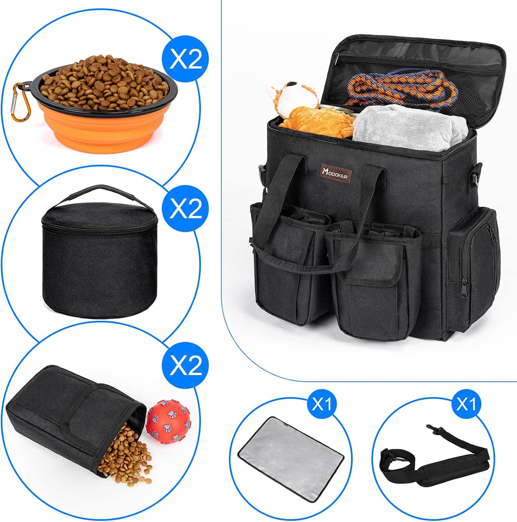 Dog travel bag, airline approved pet carrier for cats and dogs with feeding supplies, bowls, mat, and strap. Ideal for weekend trips. - view 3