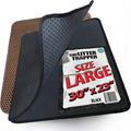 Large Cat Litter Trapper Mat with Exclusive Urine/Waterproof Layer - Cat Litter Mat - Larger Holes with Urine Puppy Pad Option for Messy Cats - Soft on Paws and Light - 30" x 23" (Black Color) | Double layer honeycomb traps scattered litter while the wate