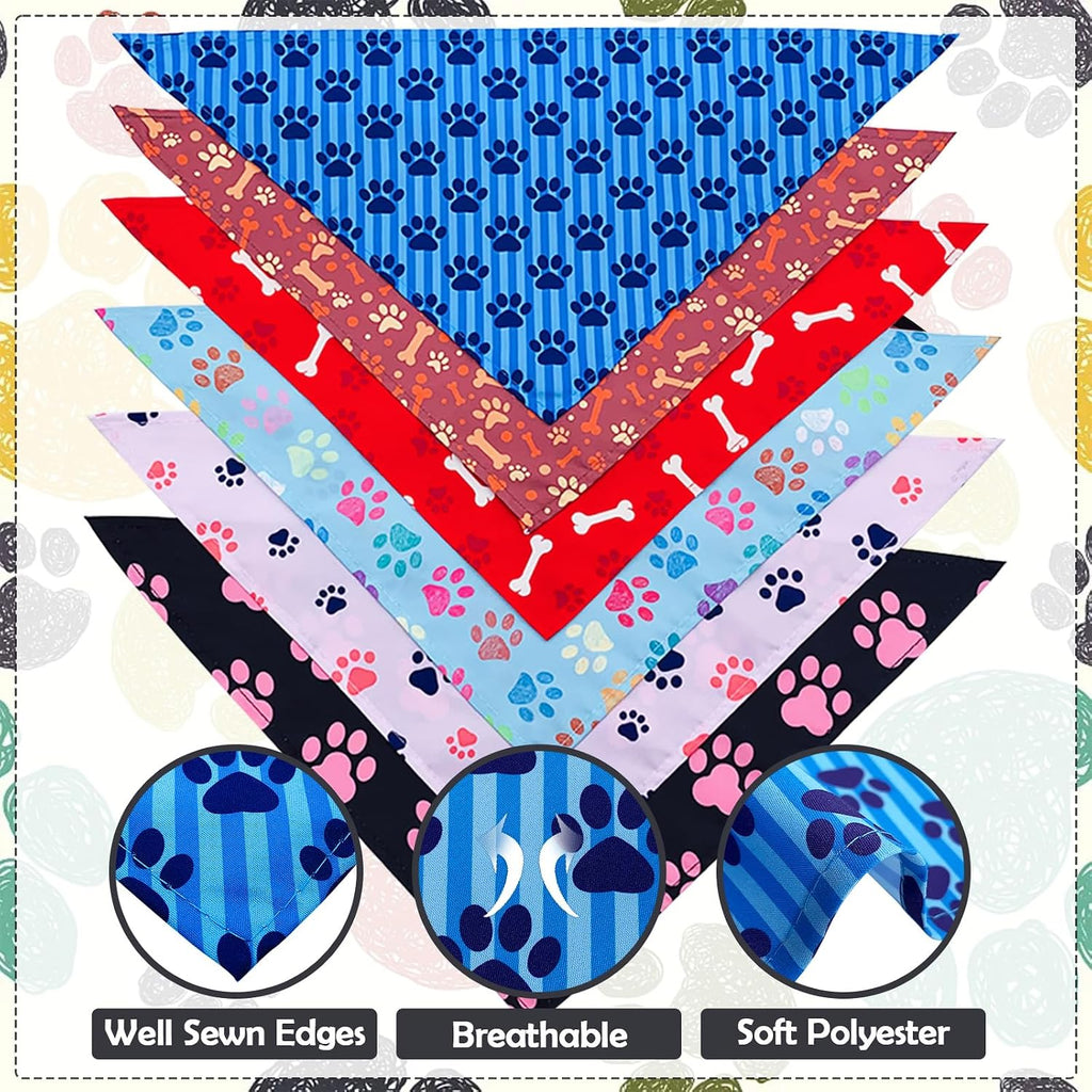 Paw print dog bandanas bulk for small dogs sewn edge 18" 30pcs S | hemmed dog bandanas for dogs polyester small dog bandana bulk for pets groomer dog scarves scarfs party grooming - view 3