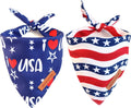 4th of July Bandanas 2 Pack, Triangle Reversible American Flag Pet Patriotic Scarf for Boy and Girl, Premium Durable Fabric, USA Bandana for Medium and Large Dogs (Large)