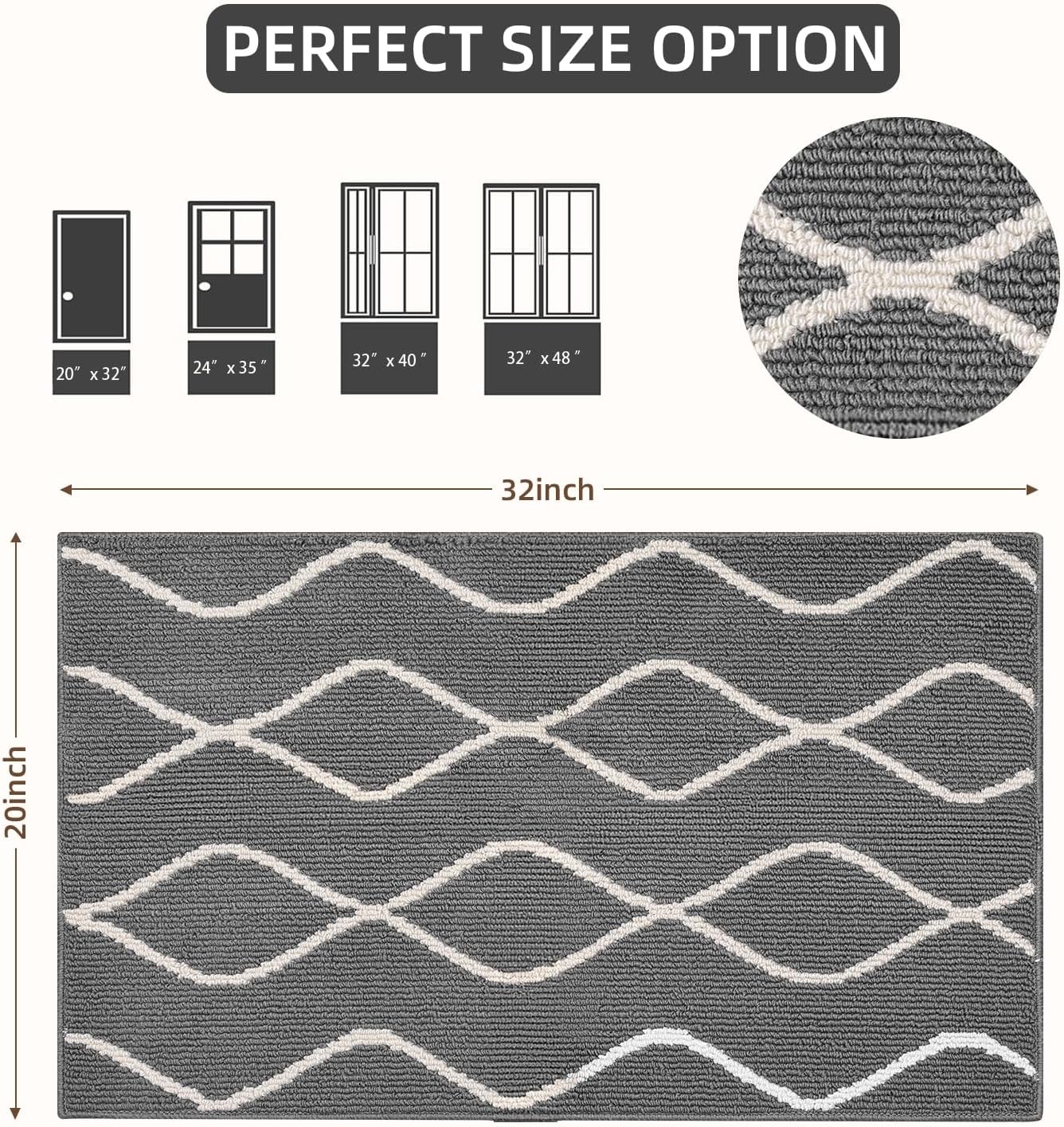 Muddy Mats for Dogs Rugs Muddy Paws Door Mat for Indoor-32 x20 Grey | muddy mats for dogs,muddy mats for indoor,muddy paws door mat,pet floor mat,rug that grabs mud,mud room rug,rugs for camper - view 2
